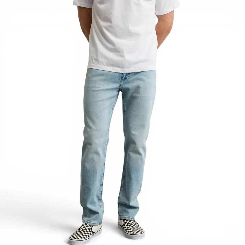 American Eagle AE Slim Straight Jeans Mens 36x30 Light Blue Airflex Stretch NEW